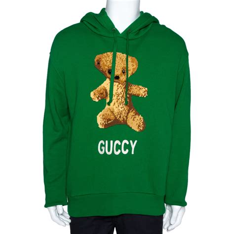 gucci green teddy bear hoodie|gucci wool teddy bear sweater.